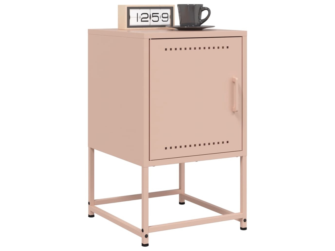Vidaxl Mesas De Cabeceira 2 Pcs 36x39x60,5 Cm Aço Rosa