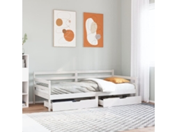 Vidaxl Sofá-cama C/ Gavetas 90x190 Cm Madeira De Pinho Maciça Branco