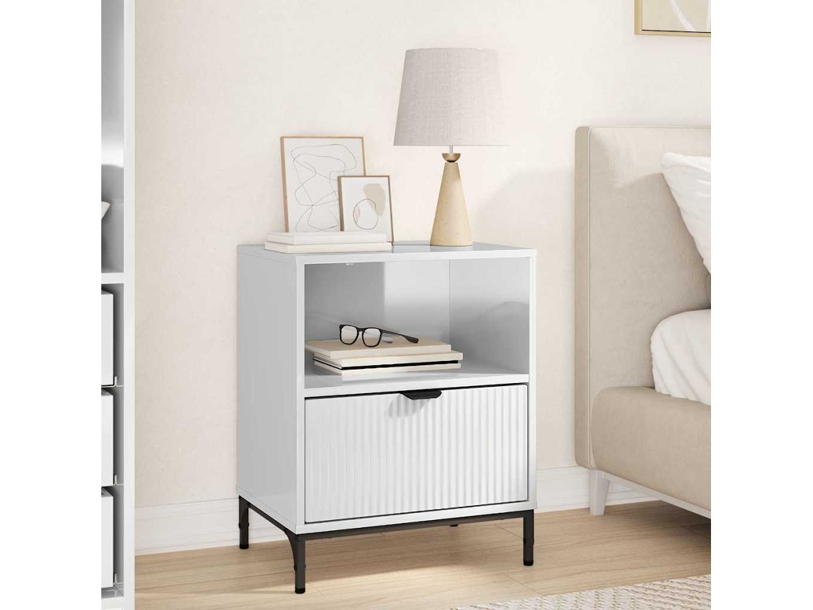 Vidaxl Armário De Cabeceira Branco Brilhante 49 X 36 X 61 Cm