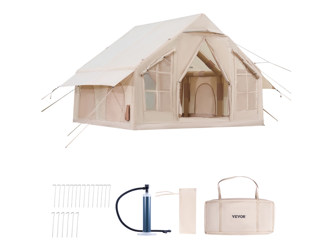 Tenda Inflável Para Acampar Succebuy Com Bomba Manual Para 4 6 Pessoas, Bege