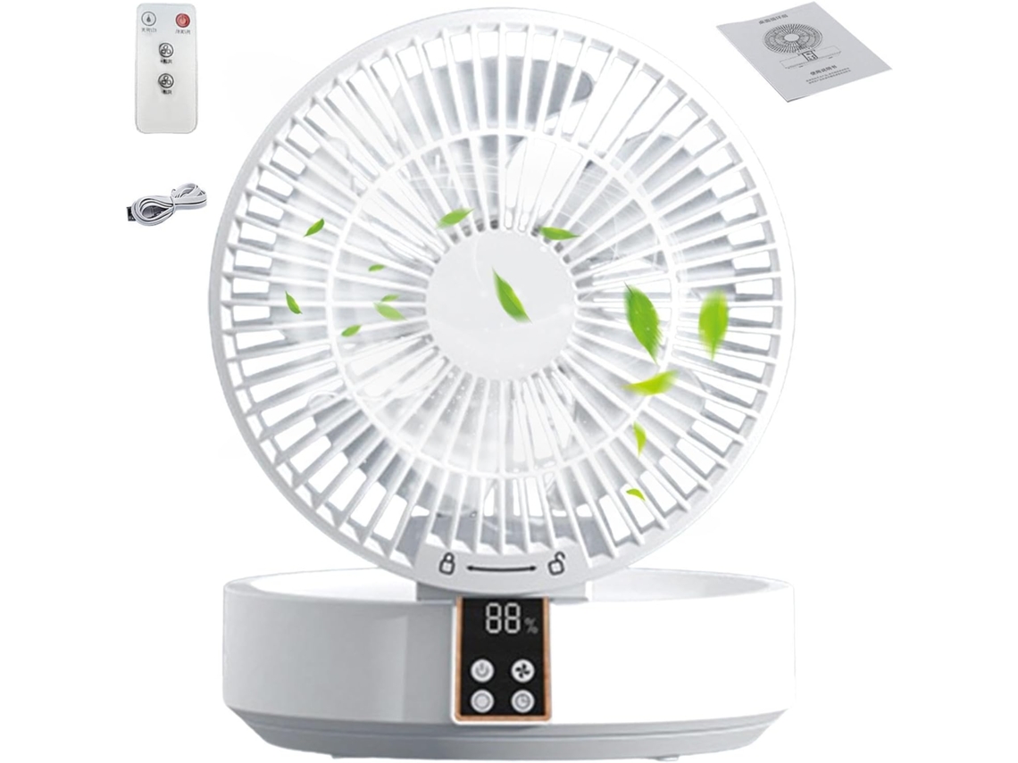 Ventilador Portátil De Mão Com Luzes, Recarregável E Dobrável Para