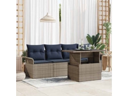Vidaxl Conjunto De Sofá De Jardim 5 Unid. Cinzeto