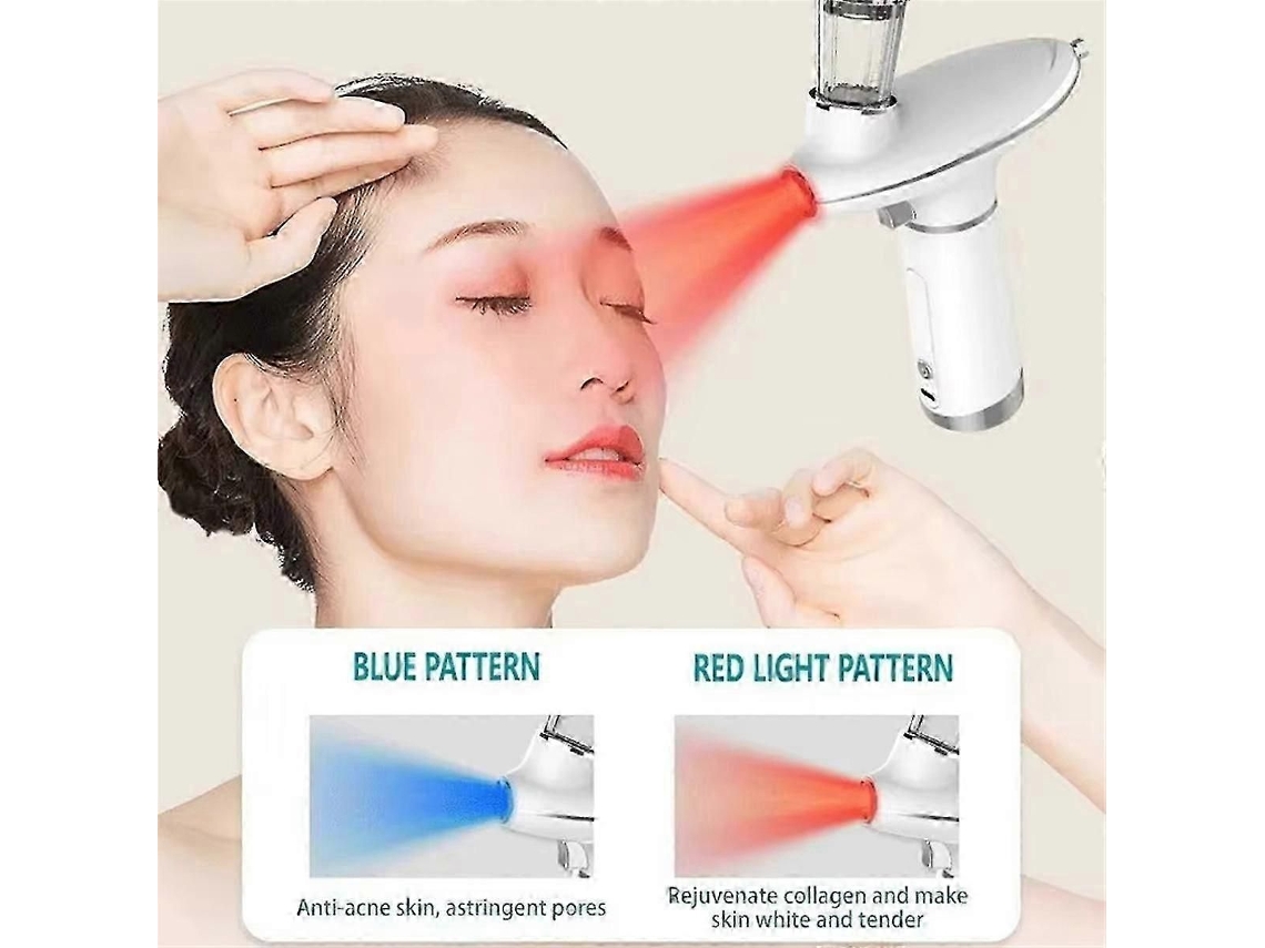 Injetor Nano de Oxigênio Alta Pressão com Terapia Luz Azul Vermelha, Umidificador Rosto Recarregável Usb a GOKOCO