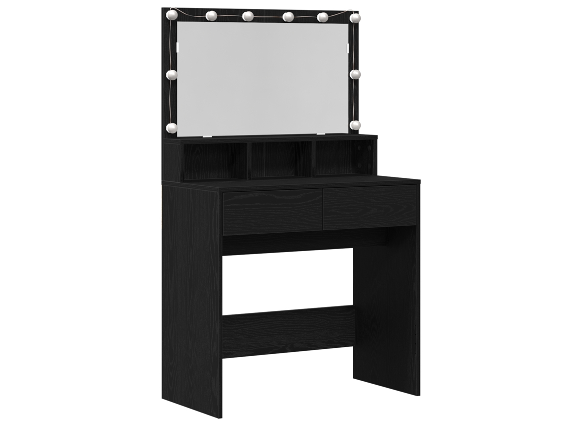 Conjunto 1 Mesa De Maquiagem Moderna Vidaxl Preto Derivados De Madeira (80 X 41 X 134,5 Cm)