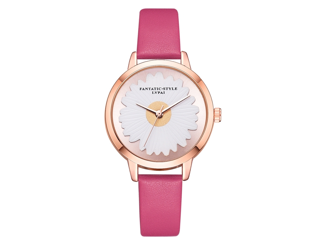 Relógio de Pulso Feminino Lvpai Casual Simples Quartz com Cinto Pu Cor Rosa Vermelha