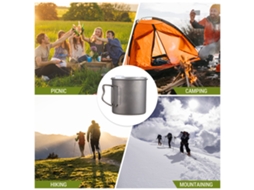 Copo de Água Ti 400ml Camping com Alça e Tampa