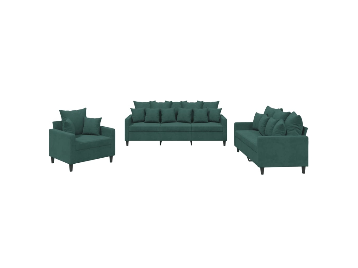 Sofa Set, Sofa Sets Vidaxl Verde Veludo (n/a)