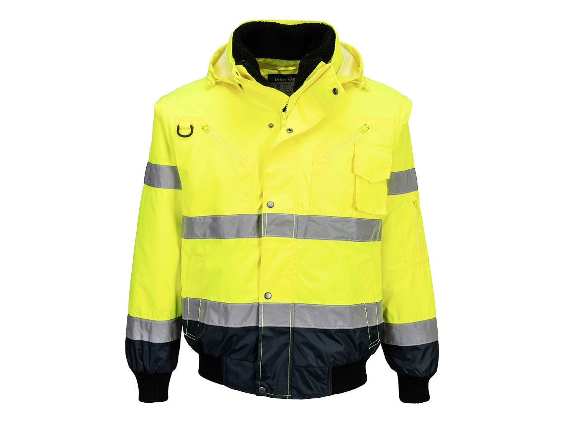 Casaco Contrastante 3 Em 1 De Alta Visibilidade - Ideal Para Qualquer Ocasião Azul Marinho E Laranja / 4xl