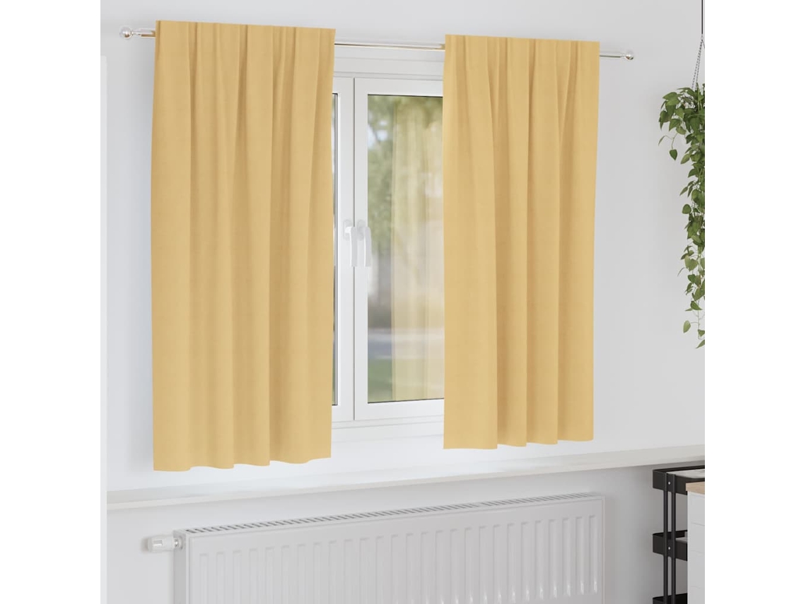 Vidaxl Cortinas Blackout Com Argolas 2 Unid. Bege 175 X 140 Cm