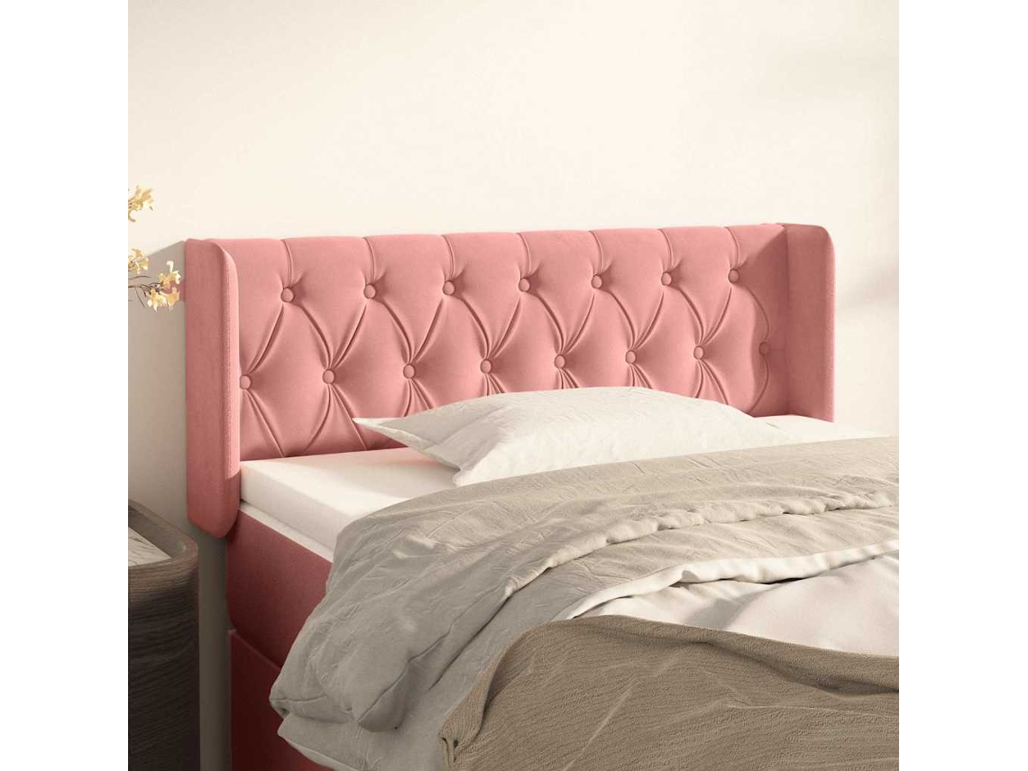 Vidaxl Cabeceira De Cama C/ Abas Veludo 83x16x78/88 Cm Rosa