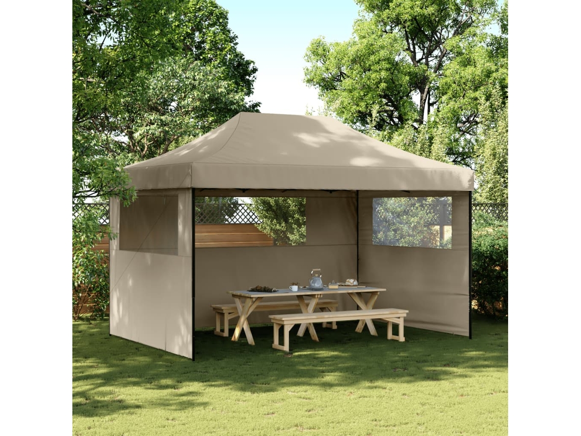 Tenda P/ Festas Pop-up Dobrável C/ 3 Paredes Cinza-acastanhado
