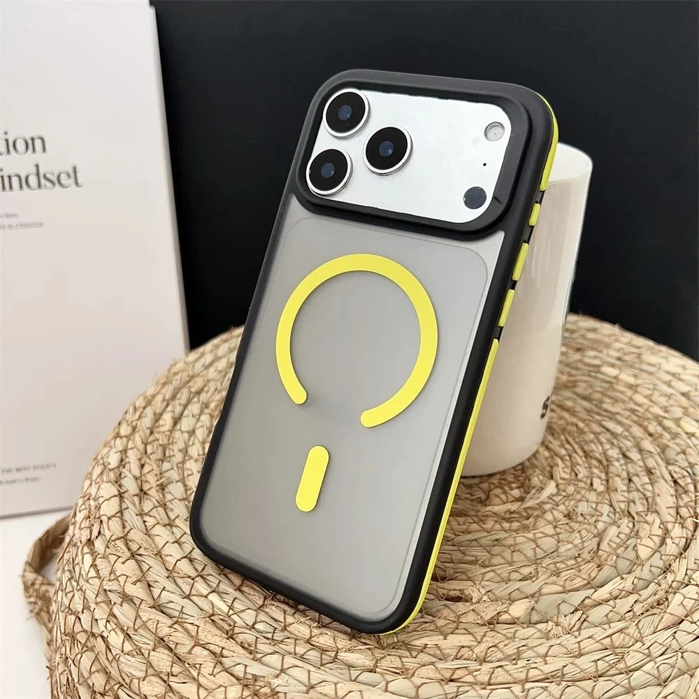 (amarelo, Iphone 12 Pro) Capa Bumper Magnética Estilosa, Fosca E Antiderrapante, Compatível Com Magsafe