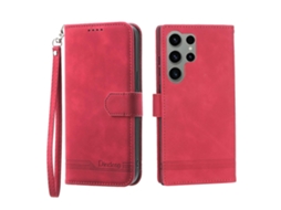 Capa Para Samsung Galaxy S23 Ultra 5g Dierfeng Dream Line Em Tpu + Couro Pu