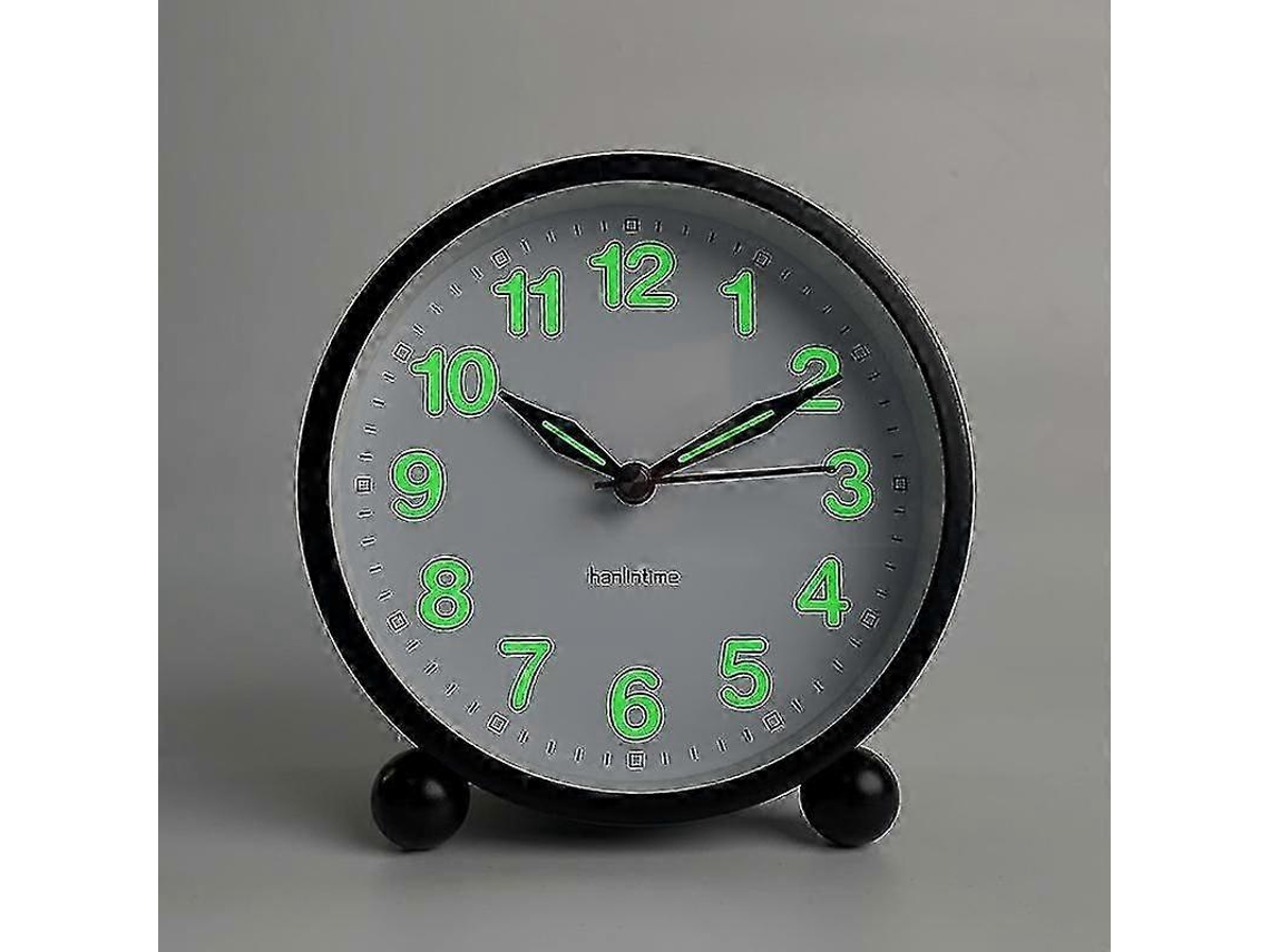 Silent Alarm Clock - Non Ticking Analog Alarm Clocks With Warm Light - Minimalistic Round
