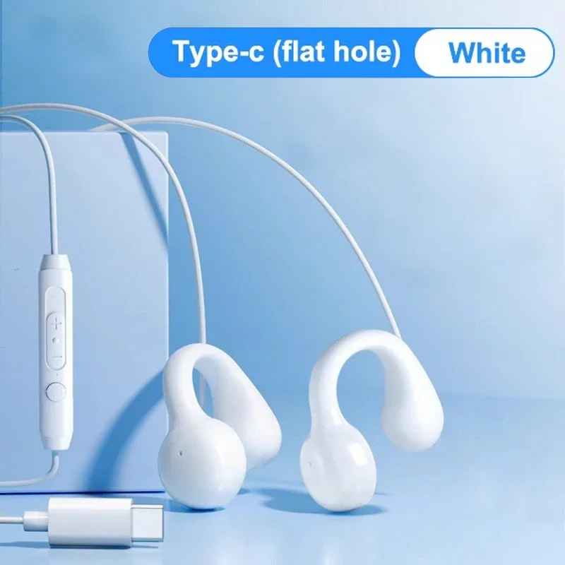 Auscultadores de condução óssea com clipes, conector Type C, microfone, para iPhone e Samsung MDUG