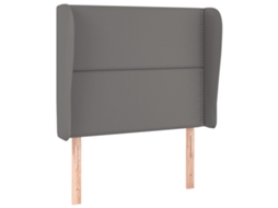 Cabeceira de Cama com Abas de Couro Artificial 93x23x118/128 Cm Cinzento MAISON EXCLUSIVE
