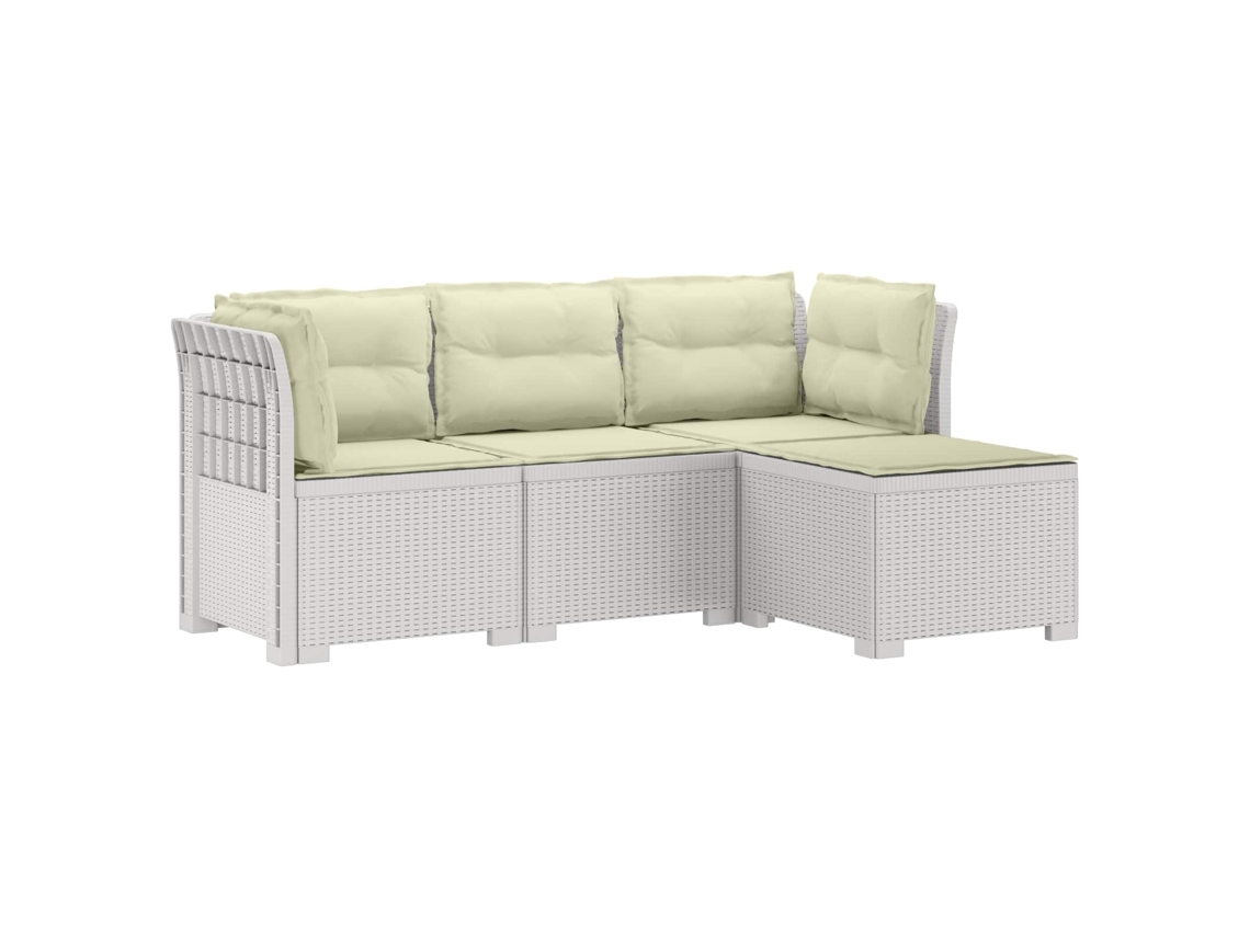 Vidaxl Sofá De Jardim Para 4 Pessoas Com Almofadas Estilo Rattan Pp