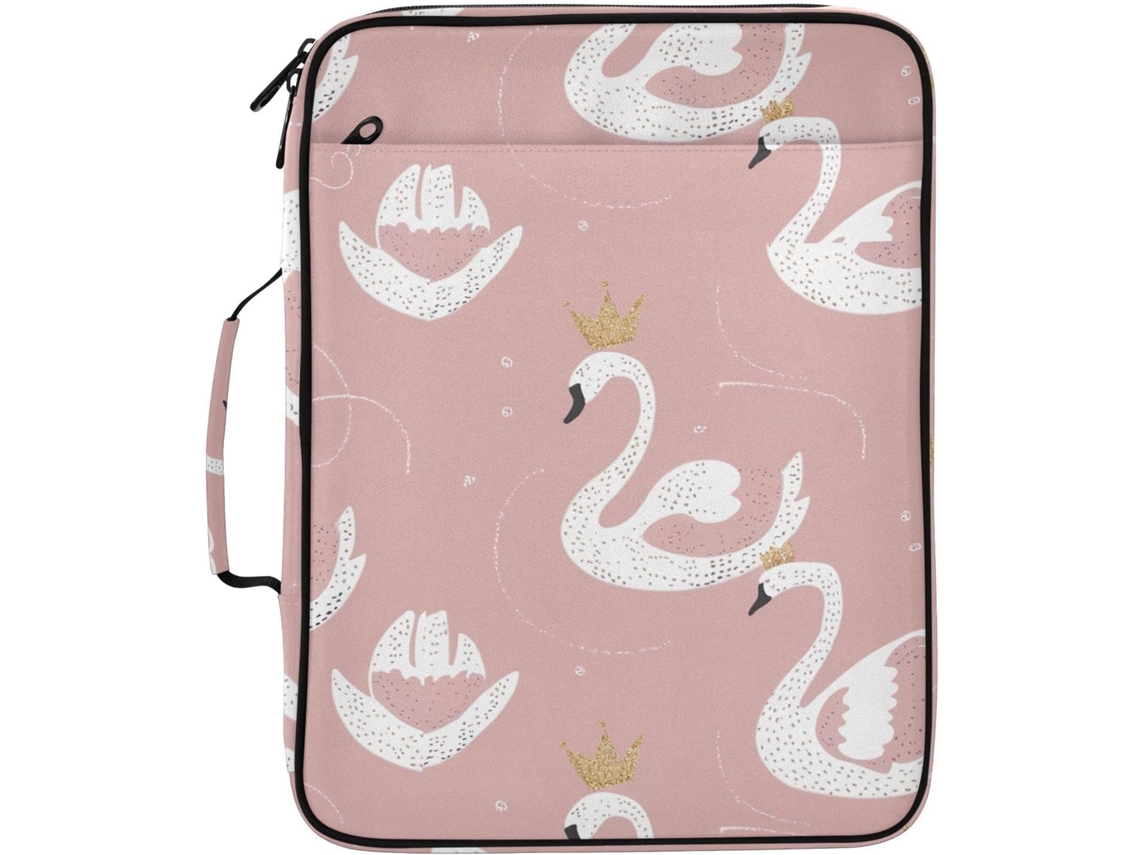 Organizador De Arquivos Expansível Swan Crowns Rosa Com Pasta 3-argolas Destacável E Arquivo Sanfonado 7-camadas