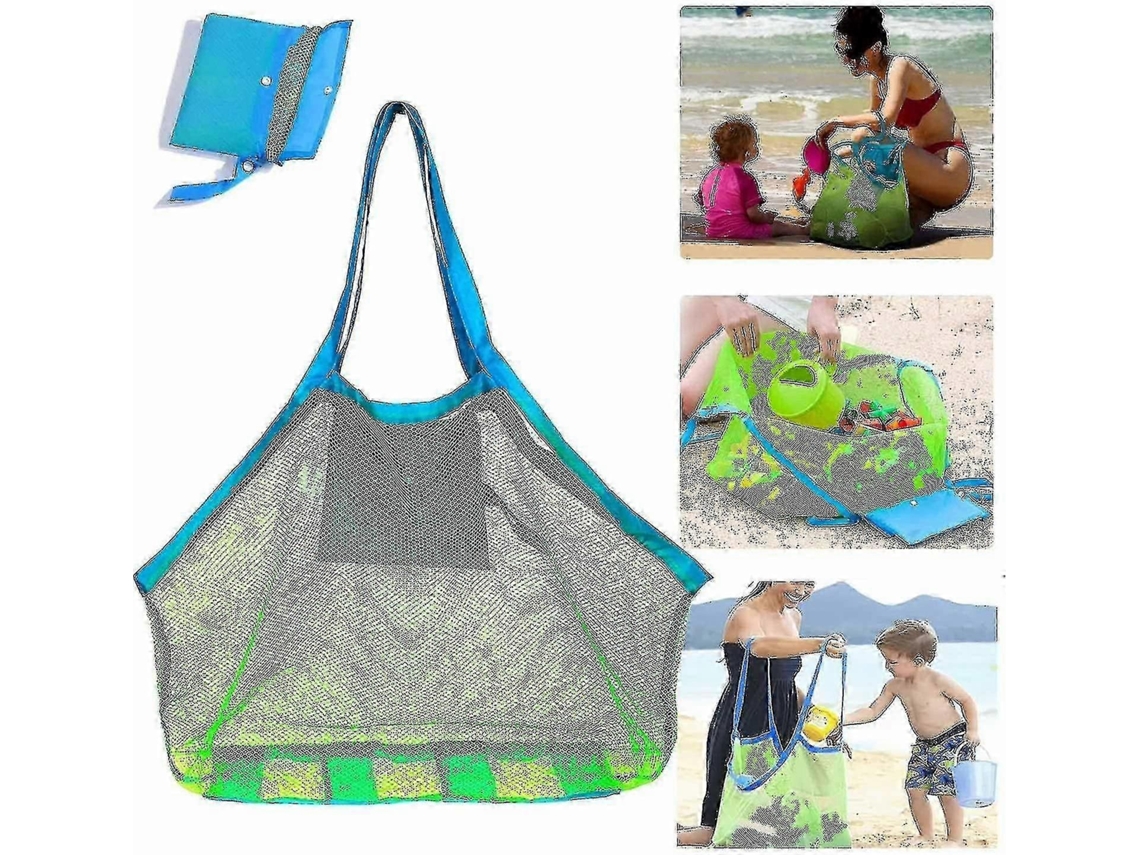 Bolsa de Praia em Tela, Bolsa para Brinquedos com Bolsos Internos Impermeáveis, Bolsa Dobrável em Tela . GOKOCO (1 Unidade)