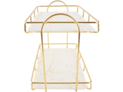 Prateleira De Banheiro Eacam Gold White 2 Níveis – Para Maquiagem Com Design Antiderrapante Grande