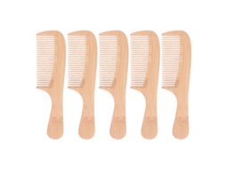 2026 5 Peças de Pente de Bambu Antiestático com Dentes Redondos e Fragrância, Pente de Bambu com Dentes Largos para Salão