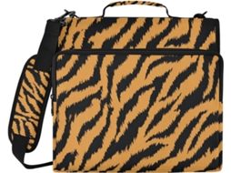 Pasta Organizadora Com 3 Argolas, Estampa De Tigre, Alça De Ombro E Mão, Diversos Bolsos, Ideal Escola E Escritório