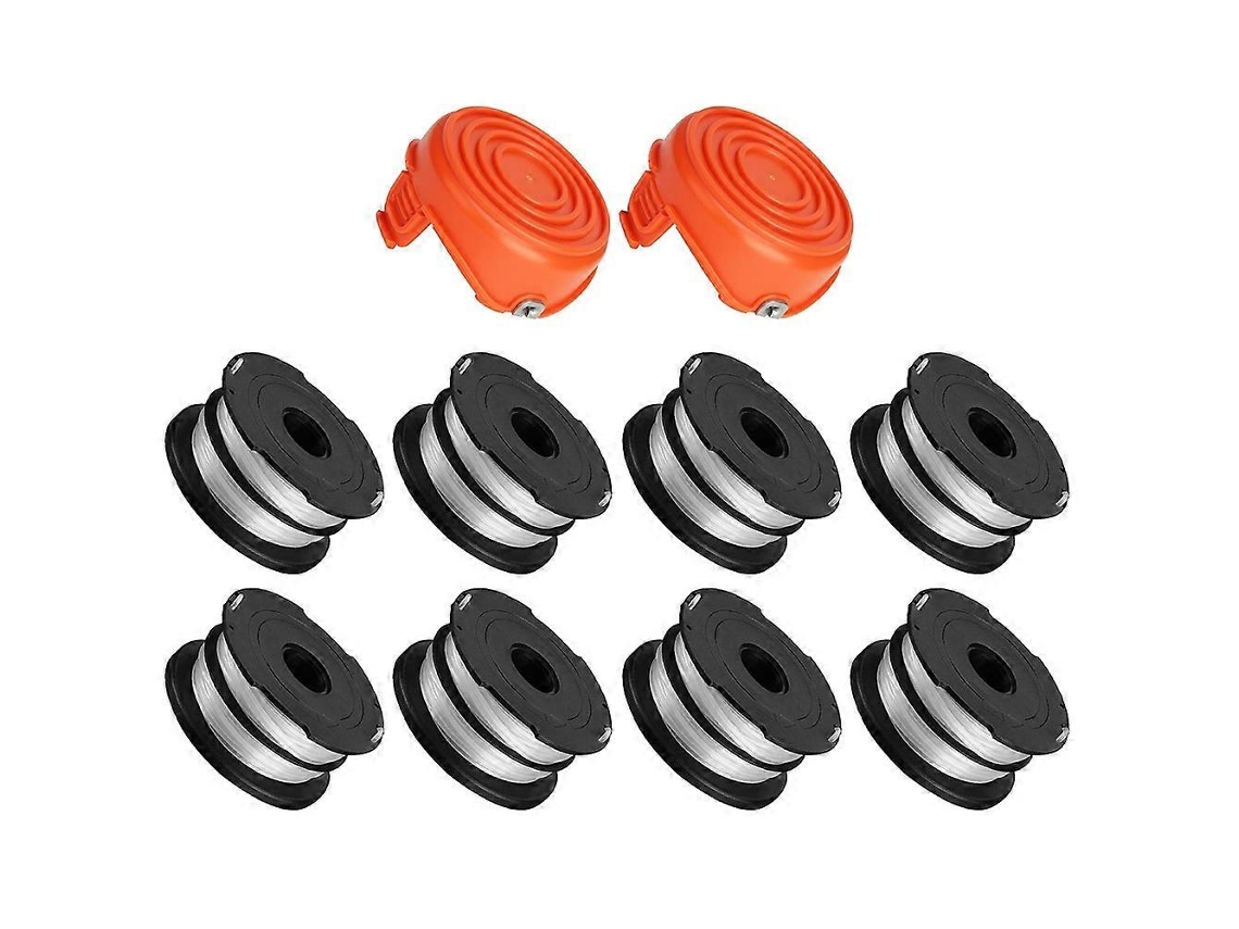 8 Carretéis De Substituição 2 Tampas De Carretel Para Cortador De Grama Black Decker Gh750 Gh710 Gh700, Df-065-bkp Rc-065-pa
