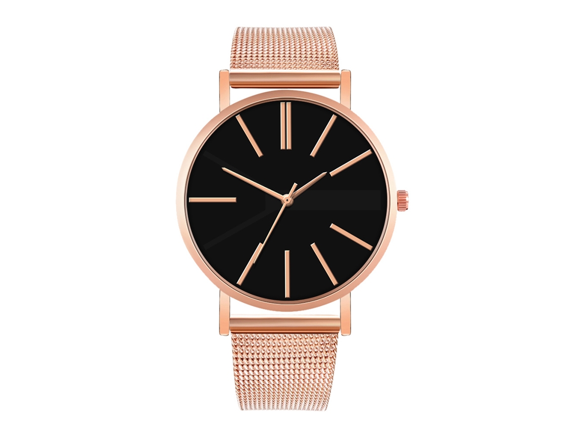 Reloj De Moda Para Parejas Con Correa De Malla Dial Redondo Cuarzo Unisex