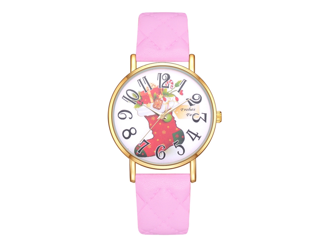 Relógio de Pulso Feminino de Quartzo com Cinto de Couro Pu Moderno e Fashion (rosa)