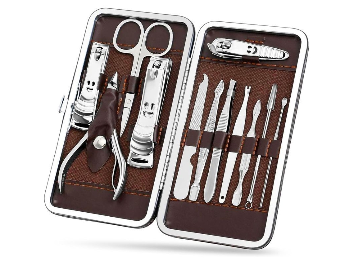 Kit de Manicure 12pcs com Tesoura de Unhas em Aço Inoxidável para Dedos e Pés