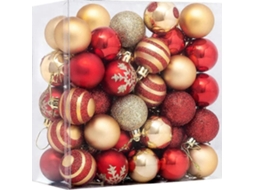 Enfeites Para Árvore De Natal, 50 Peças De Bolas Vermelhas E Douradas, Decorações Para Árvore De Natal Com Cordão. Olysi Shop