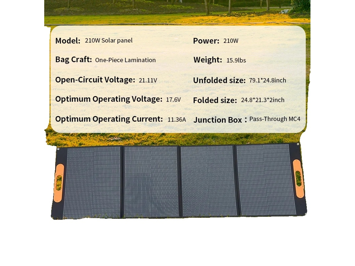 Painel Solar, Design Flexível, Alta Eficiência, 210w
