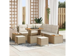 Vidaxl Conjunto De Sofá De Jardim 8 Unid. 7-número De Lugares Bege