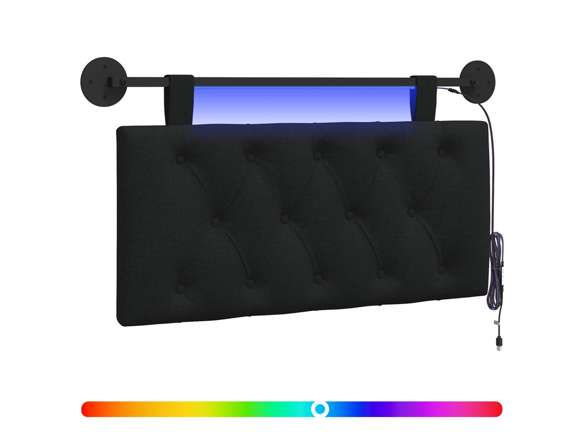 Cabeceira Suspensa com Luz Led Preto Tecido MAISON EXCLUSIVE