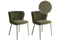 Conjunto De Cadeiras Sem Repousa-braços Para Refeições BELIANI Mina Ii De Bouclé Verde Escuro 45x52x75