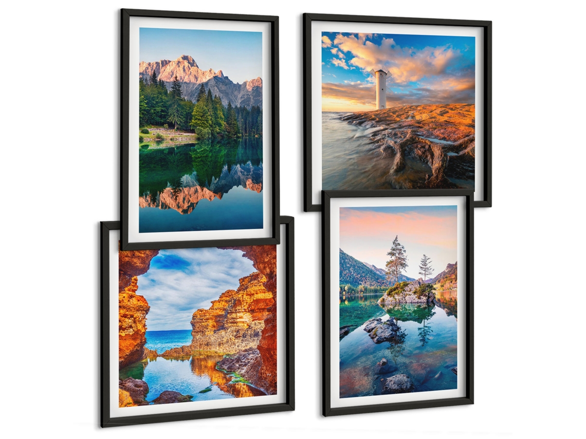 Composição De Quadros Paisagens Espaciais Do Céu Espelharte (4 Peças)