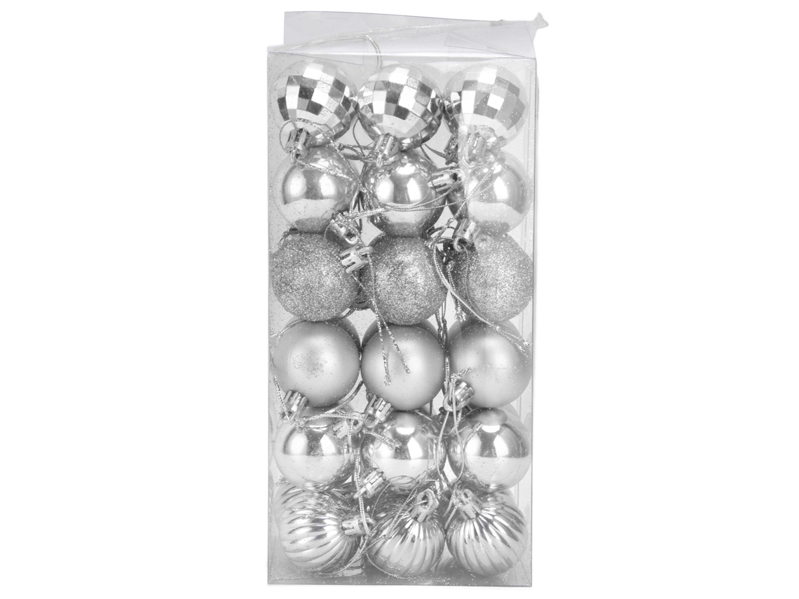 Conjunto de 36 bolas de Natal anti quebra para árvore, decorações de festa e feriados, prateadas LAXISCREED