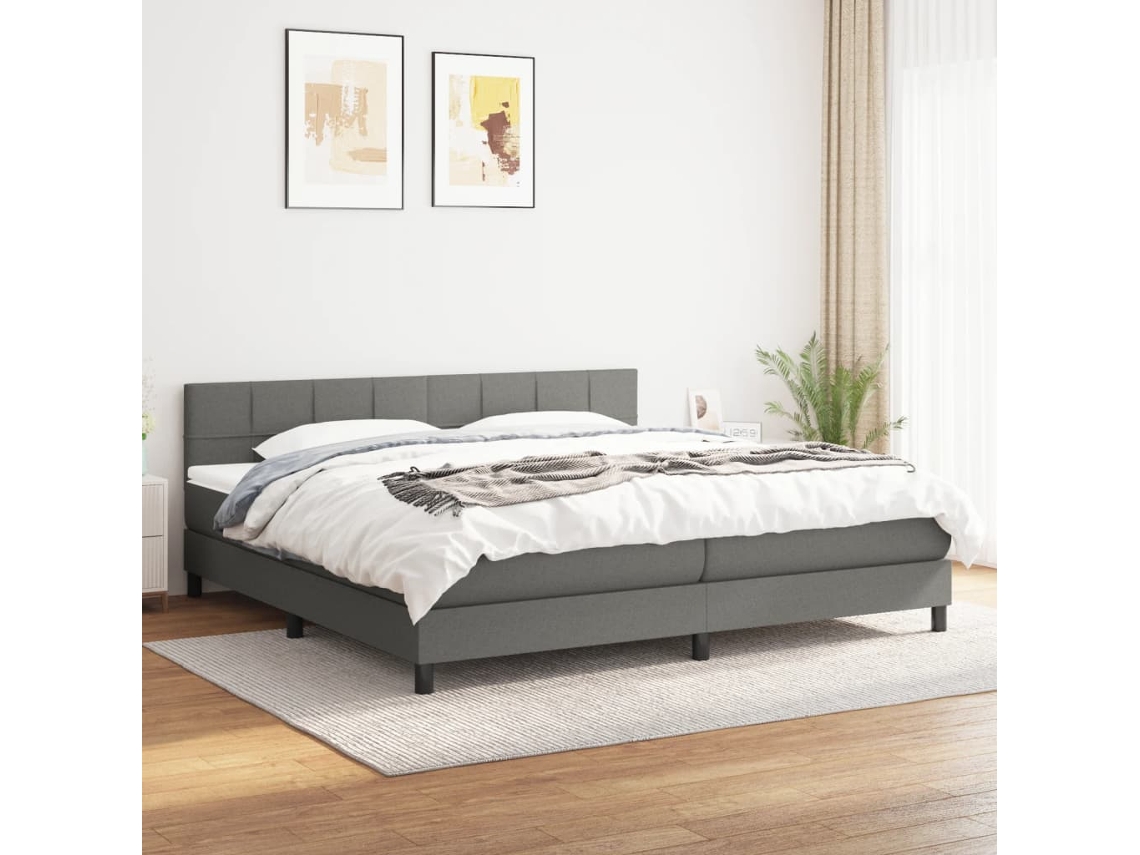 Vidaxl Cama com Molas/colchão 160x200 Cm Tecido Cinzento escuro