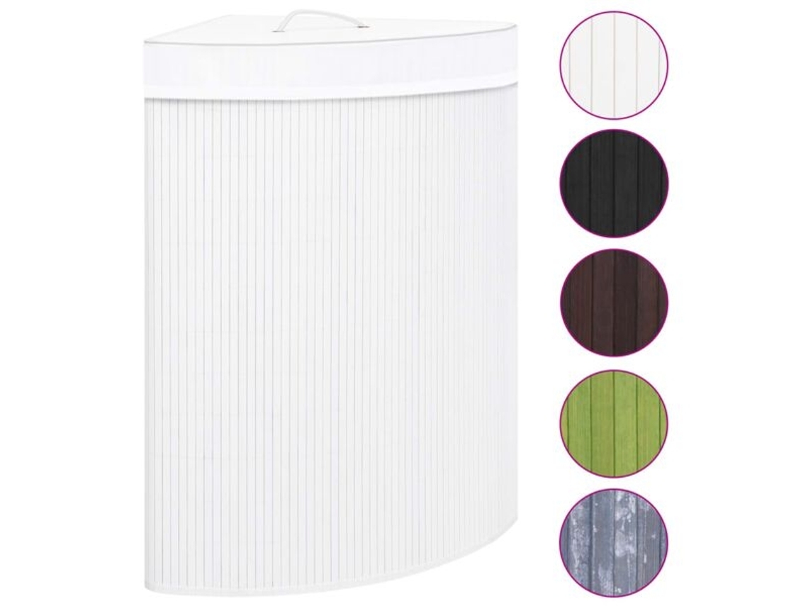 Cesto De Roupa Suja De Canto Vidaxl Em Bambu Branco, 60 L, Para Organizar E Guardar Roupa Suja De Forma Prática