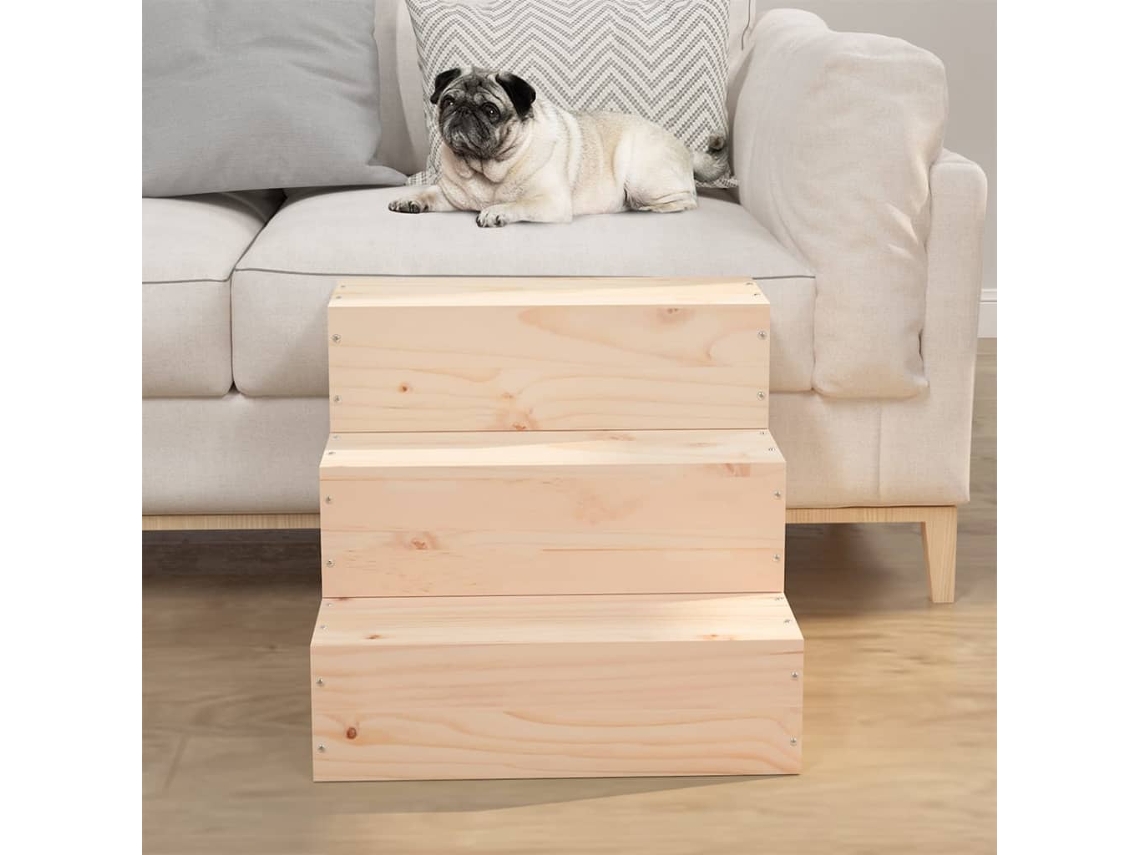 Vidaxl Escada P/ Animais De Estimação 40x37,5x35 Cm Pinho Maciço