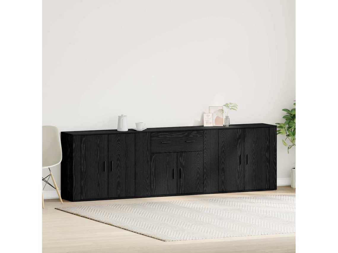 Vidaxl Buffet Carvalho Preto 240 X 33 X 70 Cm Derivados De Madeira