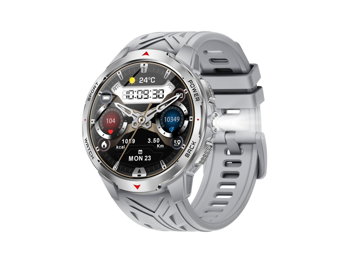 Smartwatch Kt88 Yizhood Com Tela Hd De 1,7 Polegadas, Bateria De 1100 Mah, Resistência À Água De 3 Atm, Lanterna Led E Bússola (prata)