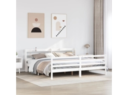 Vidaxl Estrutura De Cama C/ Cabeceira Sem Colchão 200x200 Cm Branco