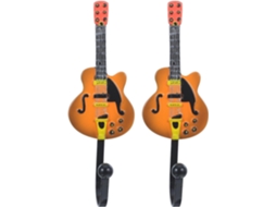 2 Ganchos De Parede Em Resina Amarela Estilo Vintage Formato Guitarra
