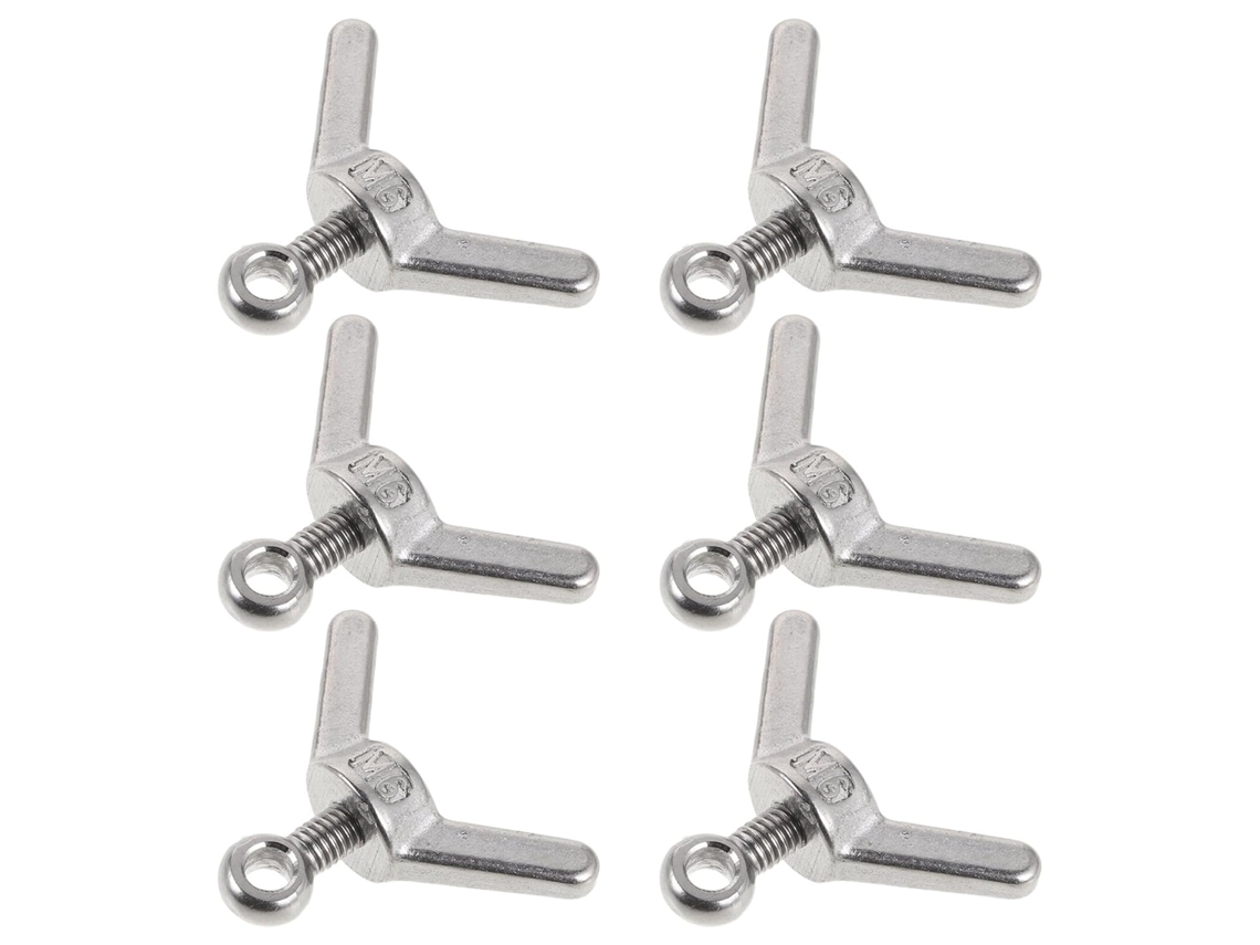 Conjunto De 6 Parafusos M6x20 Nuobesty, Em Aço Inoxidável 304, Com Porca Borboleta E Olho De Peixe Perfurada Kit Fixação