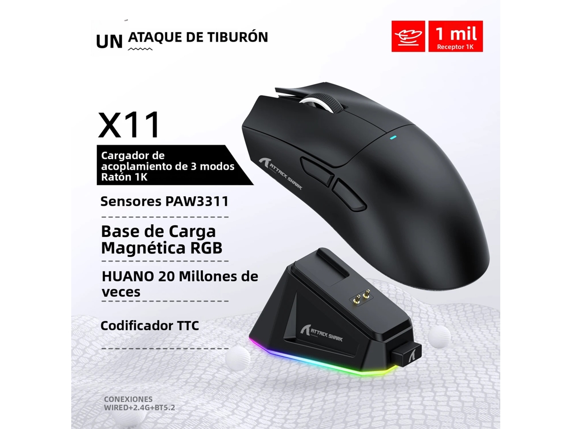 Mouse Sem Fio (preto), Com Três Modos: Bluetooth/2.4g/com Fio.