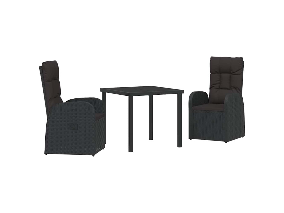 Maison Exclusive - Conjunto De Jantar Para Jardim Com Almofada 3 Pcs Preto Vime Pe