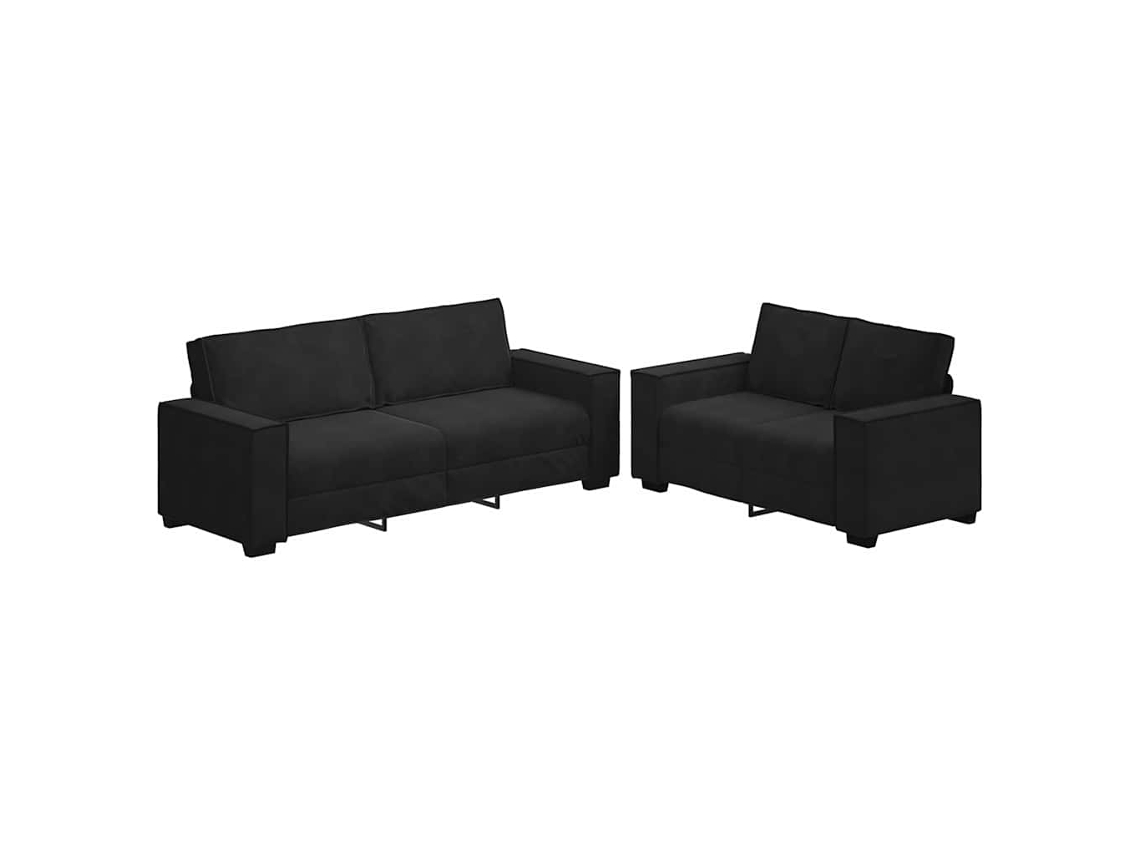 Conjunto de Sofá 2 Peças com Almofadas em Veludo Preto MAISON EXCLUSIVE