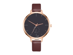 Relógio de Pulso Feminino de Moda com Pulseira de Pu para Negócios Dial Redondo Quarz (café)