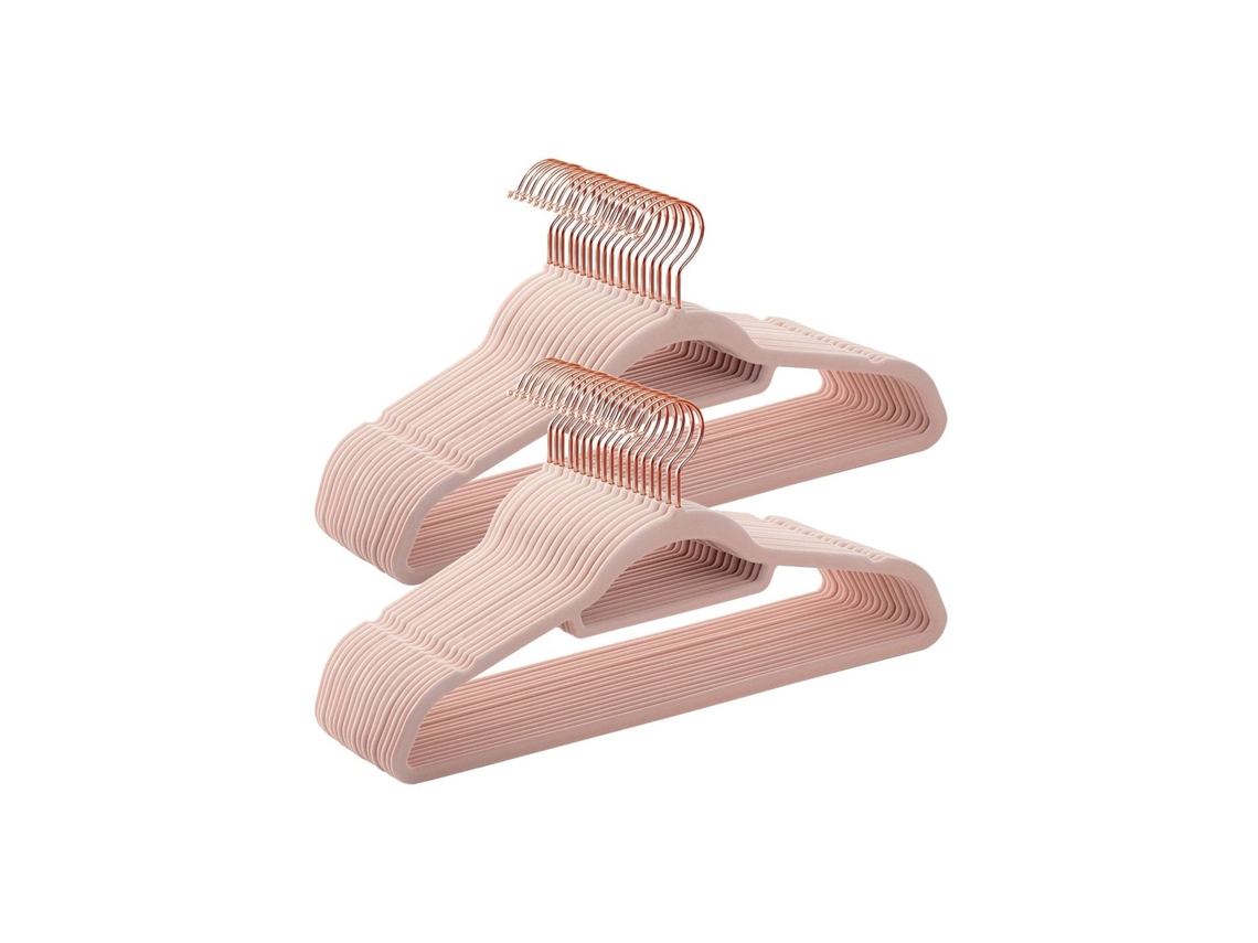 Pacote com 50 Cabides de Veludo Rootz Gancho em Ouro Rosa Cabides Que Economizam Espaço Cabides Antiderrapantes Leves 45 Cm X 0,6 Cm X 23,5 BRILVIBERA